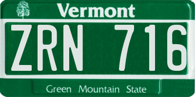 VT license plate ZRN716