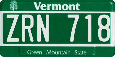 VT license plate ZRN718