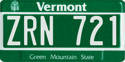 VT license plate ZRN721