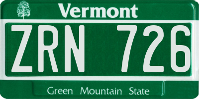 VT license plate ZRN726