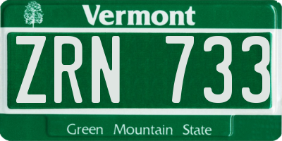 VT license plate ZRN733