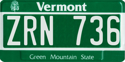 VT license plate ZRN736