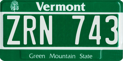 VT license plate ZRN743