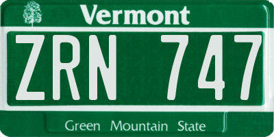 VT license plate ZRN747