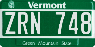VT license plate ZRN748