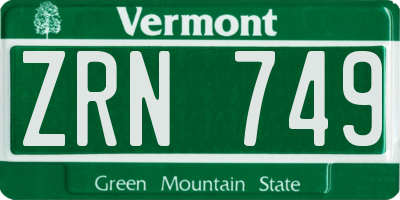 VT license plate ZRN749