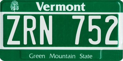 VT license plate ZRN752