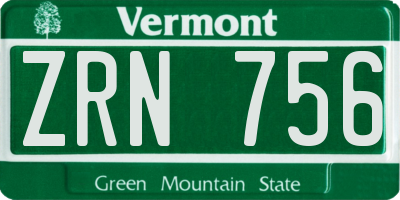 VT license plate ZRN756