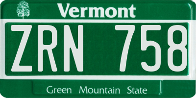 VT license plate ZRN758