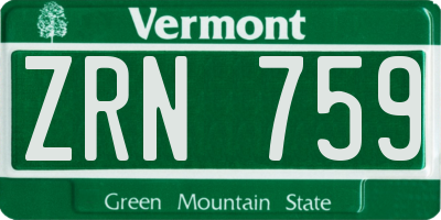 VT license plate ZRN759