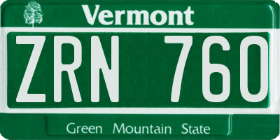 VT license plate ZRN760