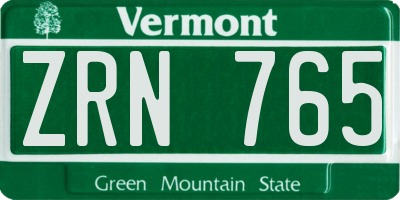 VT license plate ZRN765
