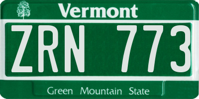 VT license plate ZRN773
