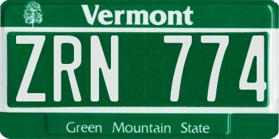 VT license plate ZRN774