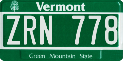 VT license plate ZRN778