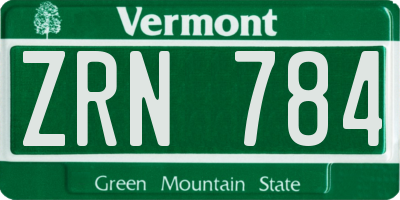 VT license plate ZRN784