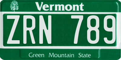 VT license plate ZRN789