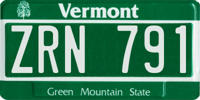 VT license plate ZRN791