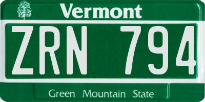 VT license plate ZRN794