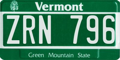 VT license plate ZRN796