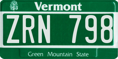 VT license plate ZRN798
