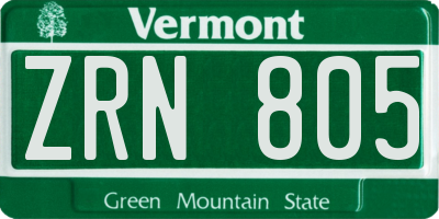 VT license plate ZRN805