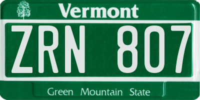 VT license plate ZRN807