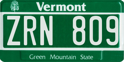 VT license plate ZRN809
