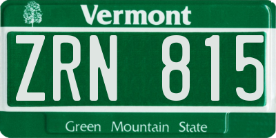 VT license plate ZRN815