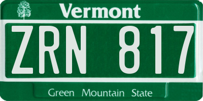 VT license plate ZRN817