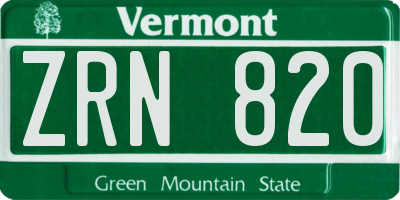 VT license plate ZRN820