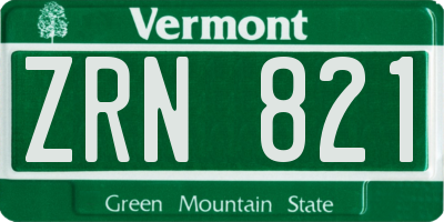 VT license plate ZRN821