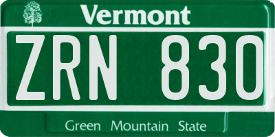 VT license plate ZRN830
