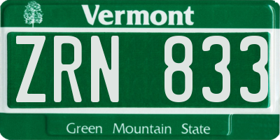 VT license plate ZRN833