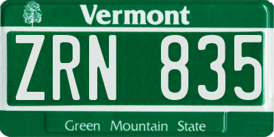 VT license plate ZRN835