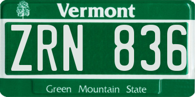 VT license plate ZRN836