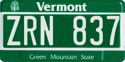 VT license plate ZRN837