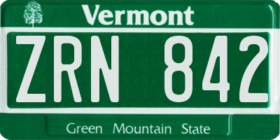 VT license plate ZRN842