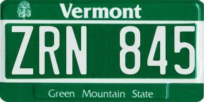 VT license plate ZRN845