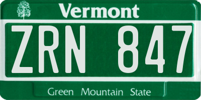 VT license plate ZRN847