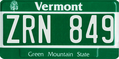VT license plate ZRN849