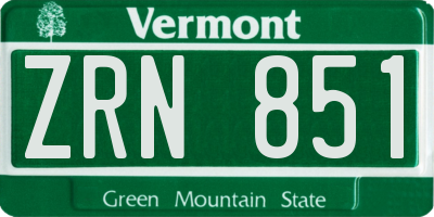 VT license plate ZRN851