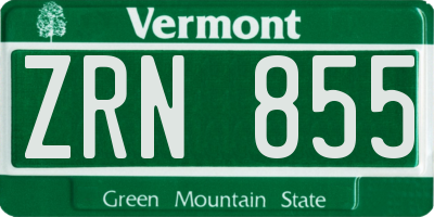 VT license plate ZRN855