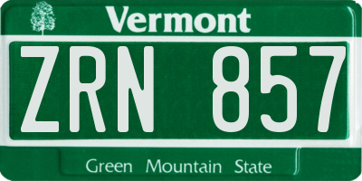 VT license plate ZRN857