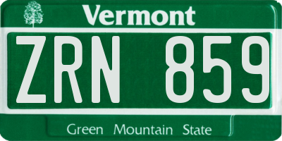 VT license plate ZRN859