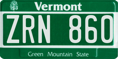 VT license plate ZRN860