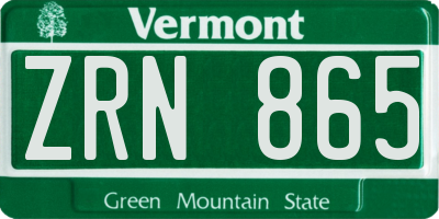 VT license plate ZRN865