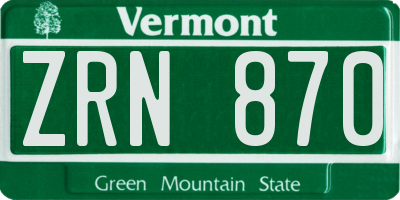 VT license plate ZRN870