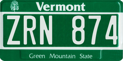 VT license plate ZRN874