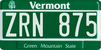 VT license plate ZRN875